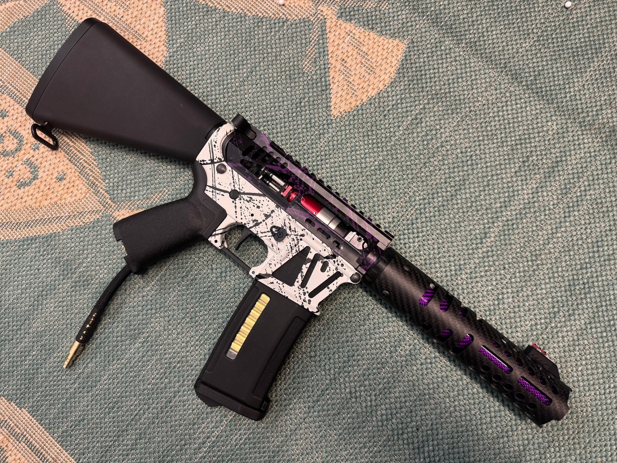 KA Tech MAC Airtac Polarstars F2 AR8 HPA M4 Stuby Type 4 Skeletonized Cerakote Splatter - KA Tech Airsoft - Polarstar F2
