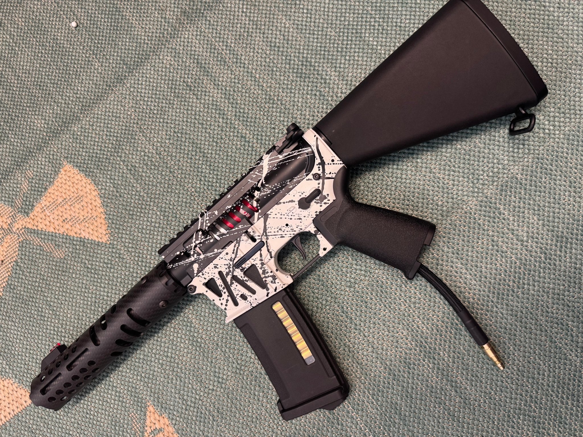 KA Tech MAC Airtac Polarstars F2 AR8 HPA M4 Stuby Type 4 Skeletonized Cerakote Splatter - KA Tech Airsoft - Polarstar F2