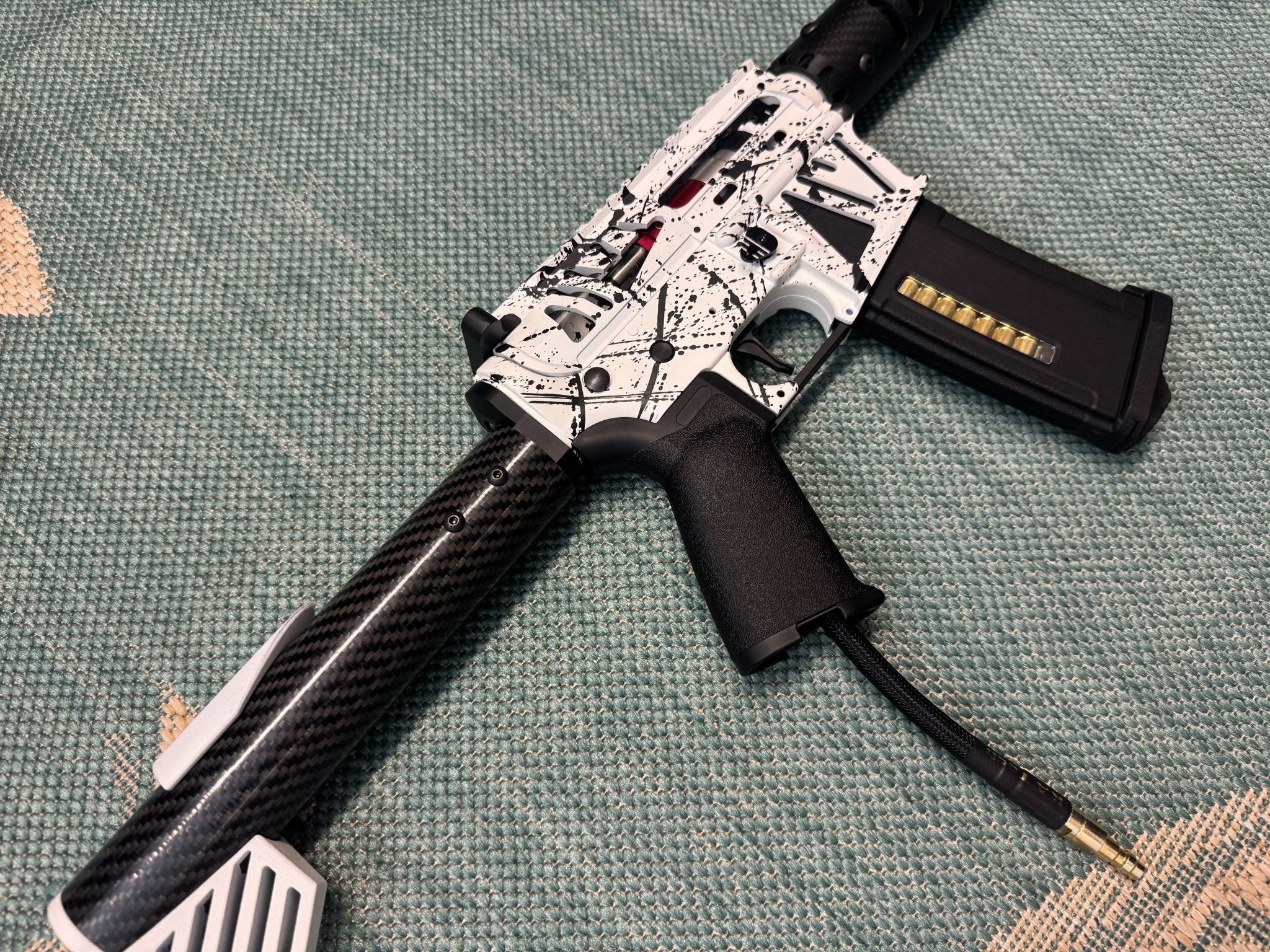 KA Tech MAC Polarstars F2 AR8 HPA M4 Carbon Type 4 Skeletonized Cerakote Splatter - KA Tech Airsoft - Polarstar F2