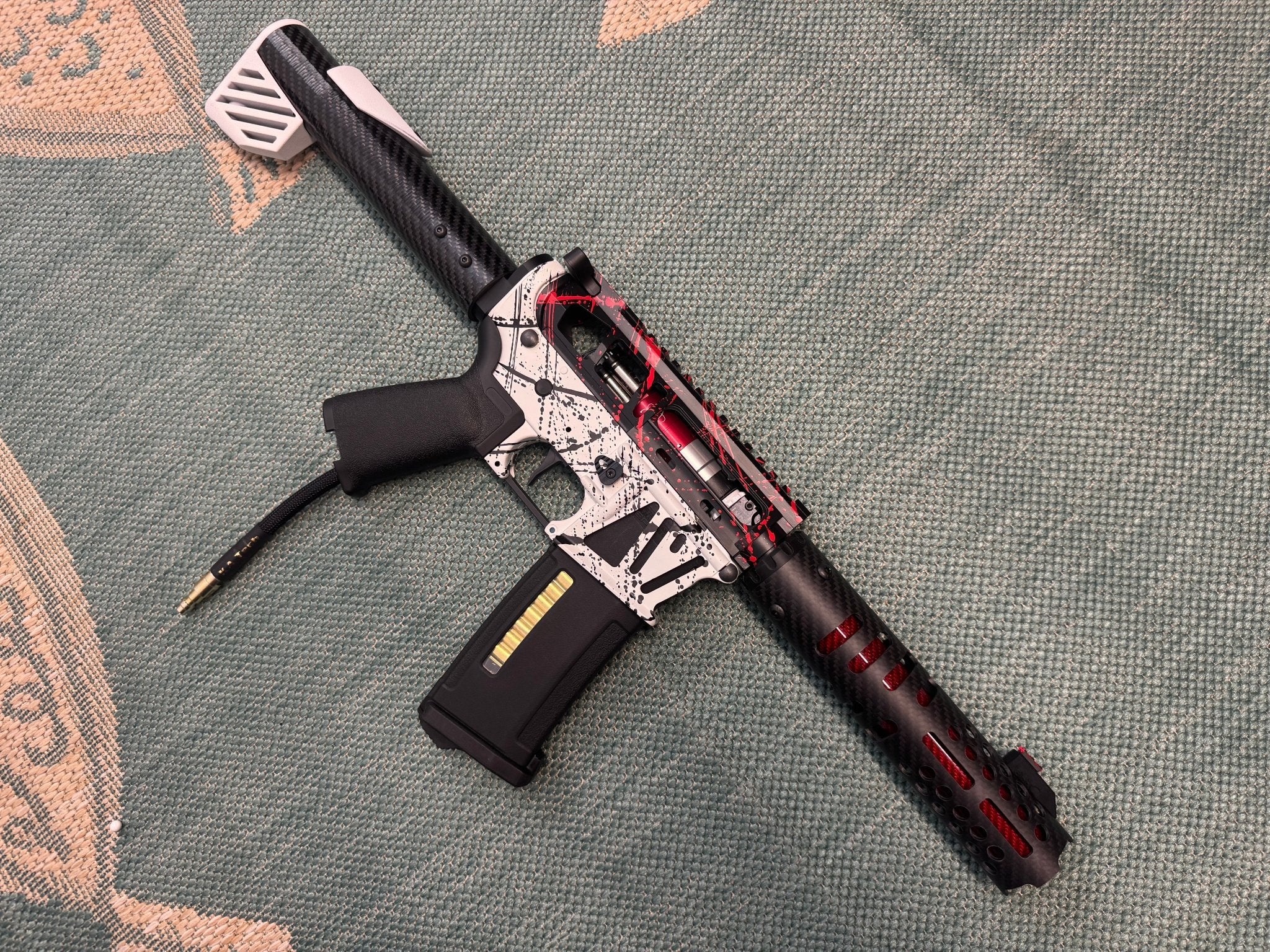 KA Tech MAC Polarstars F2 AR8 HPA M4 Carbon Type 4 Skeletonized Cerakote Splatter - KA Tech Airsoft - Polarstar F2