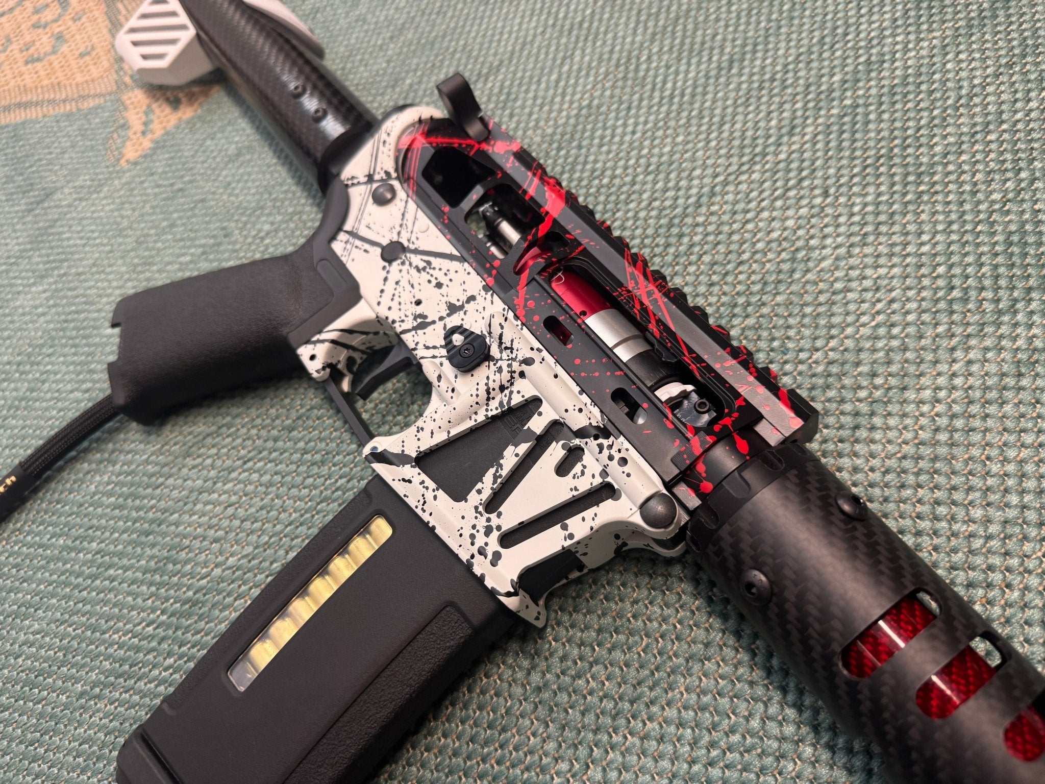 KA Tech MAC Polarstars F2 AR8 HPA M4 Carbon Type 4 Skeletonized Cerakote Splatter - KA Tech Airsoft - Polarstar F2