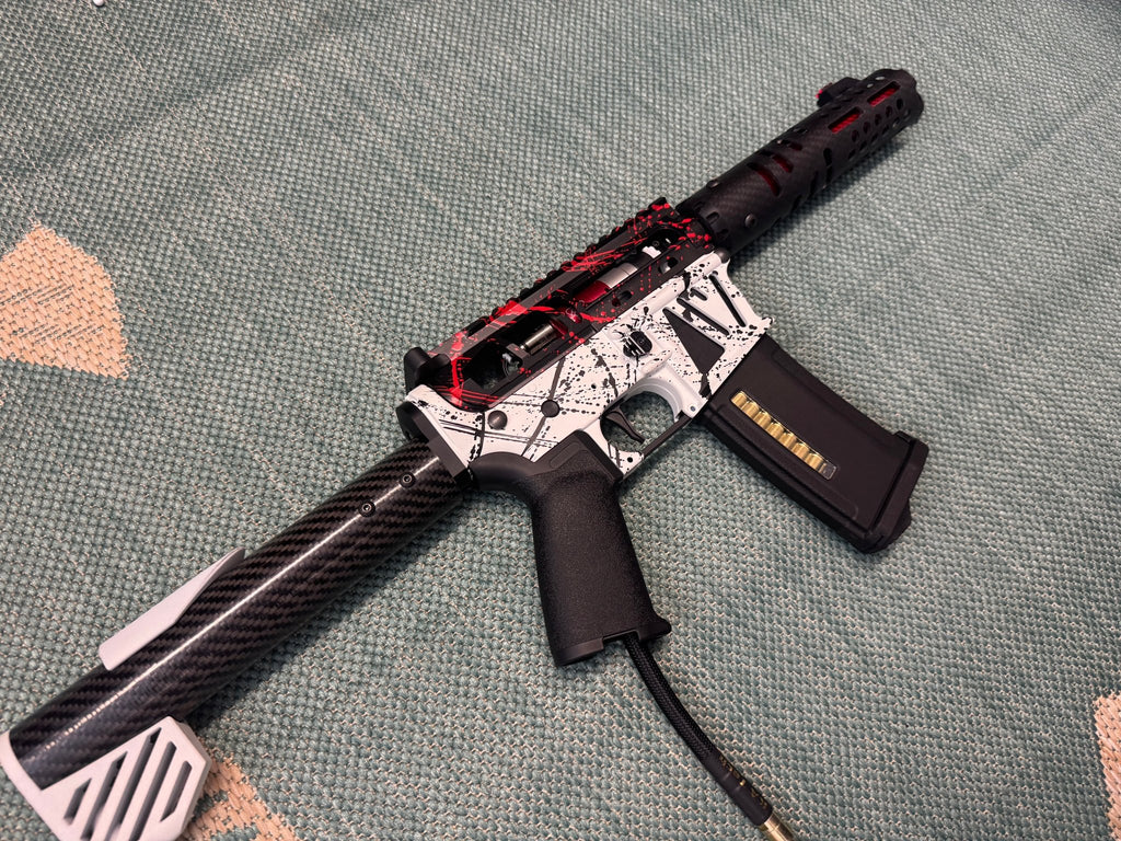 KA Tech MAC Polarstars F2 AR8 HPA M4 Carbon Type 4 Skeletonized Cerakote Splatter - KA Tech Airsoft - Polarstar F2