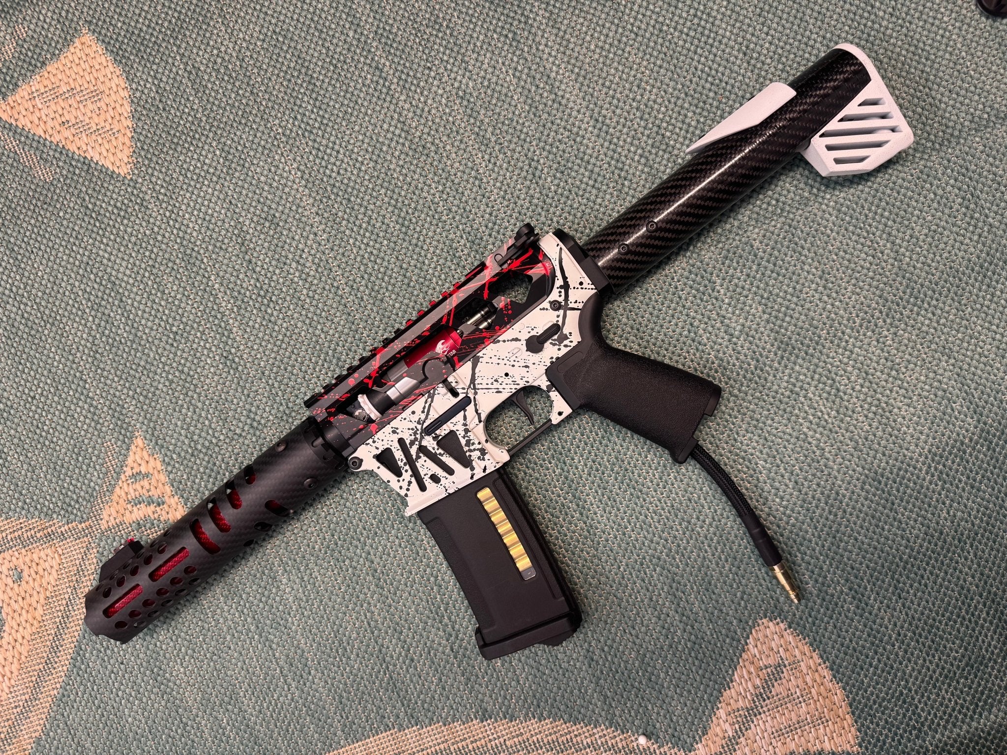 KA Tech MAC Polarstars F2 AR8 HPA M4 Carbon Type 4 Skeletonized Cerakote Splatter - KA Tech Airsoft - Polarstar F2