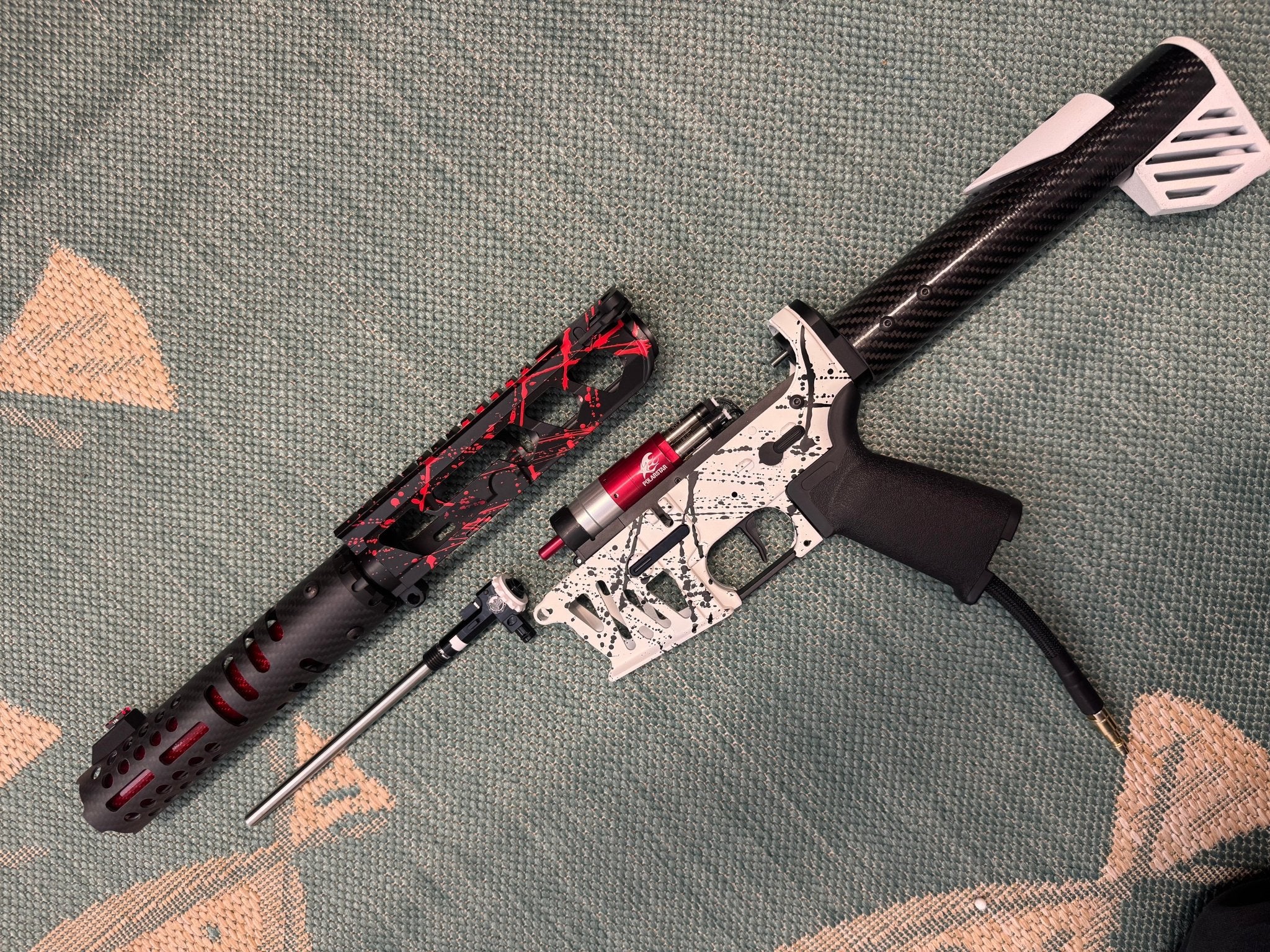 KA Tech MAC Polarstars F2 AR8 HPA M4 Carbon Type 4 Skeletonized Cerakote Splatter - KA Tech Airsoft - Polarstar F2