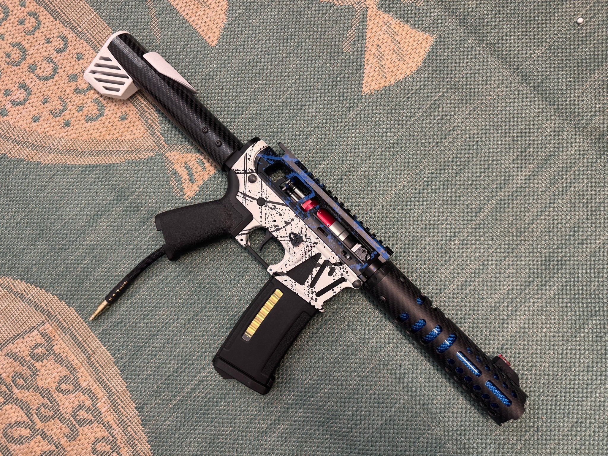 KA Tech MAC Polarstars F2 AR8 HPA M4 Carbon Type 4 Skeletonized Cerakote Splatter - KA Tech Airsoft - Polarstar F2