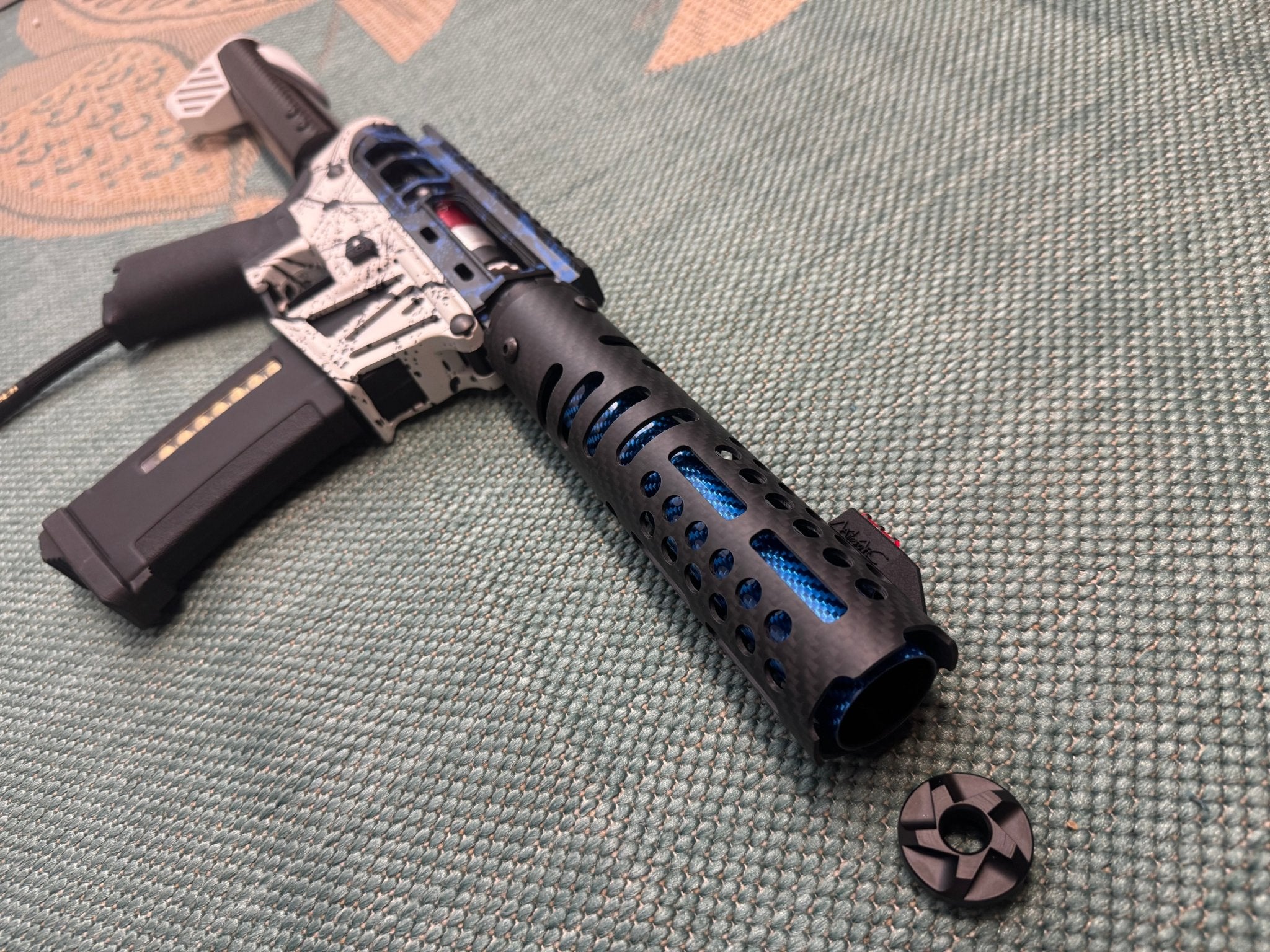 KA Tech MAC Polarstars F2 AR8 HPA M4 Carbon Type 4 Skeletonized Cerakote Splatter - KA Tech Airsoft - Polarstar F2