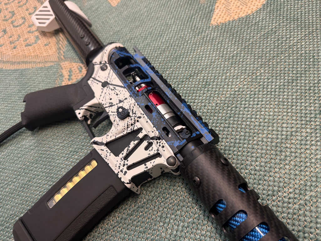 KA Tech MAC Polarstars F2 AR8 HPA M4 Carbon Type 4 Skeletonized Cerakote Splatter - KA Tech Airsoft - Polarstar F2