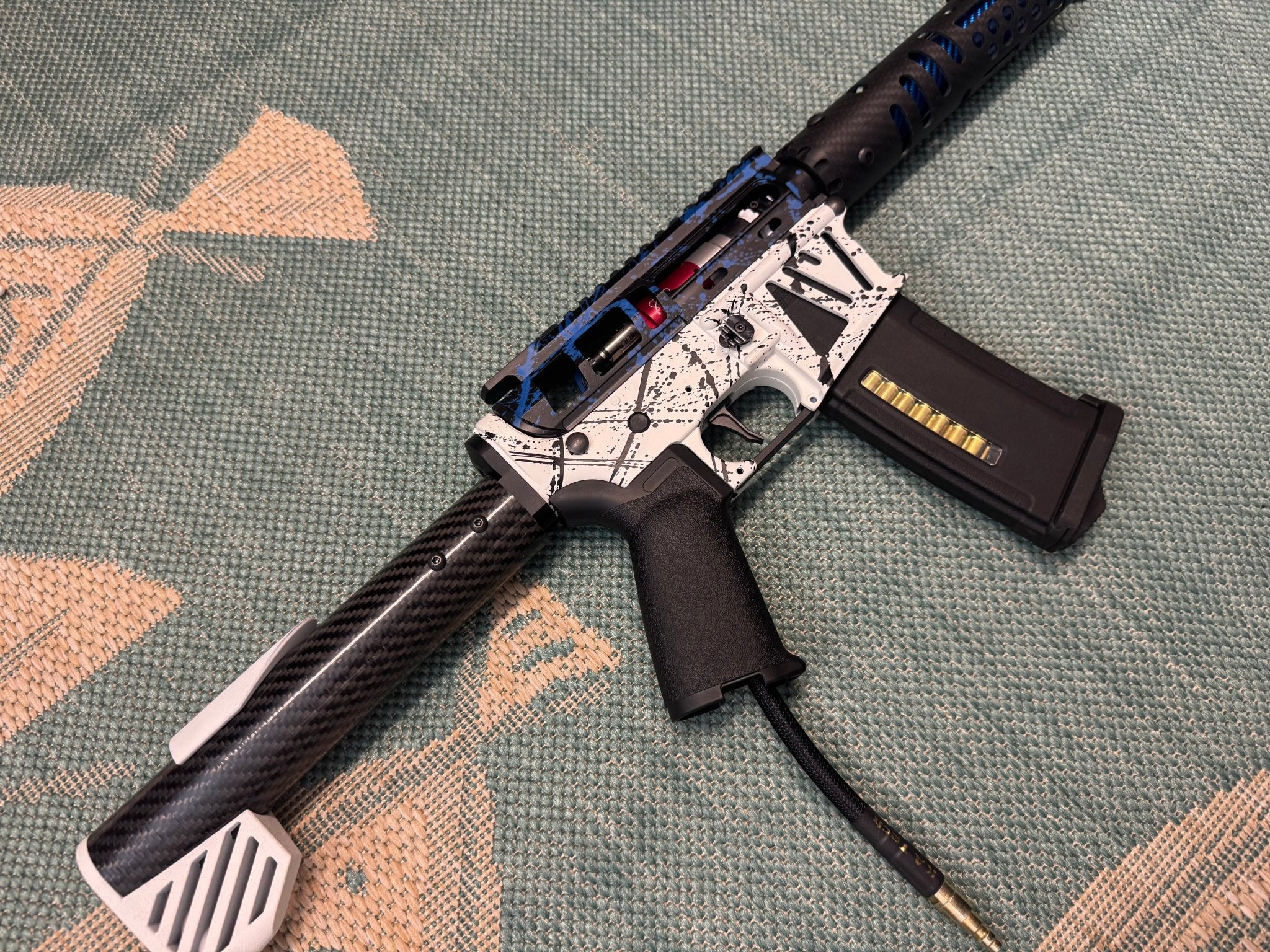 KA Tech MAC Polarstars F2 AR8 HPA M4 Carbon Type 4 Skeletonized Cerakote Splatter - KA Tech Airsoft - Polarstar F2