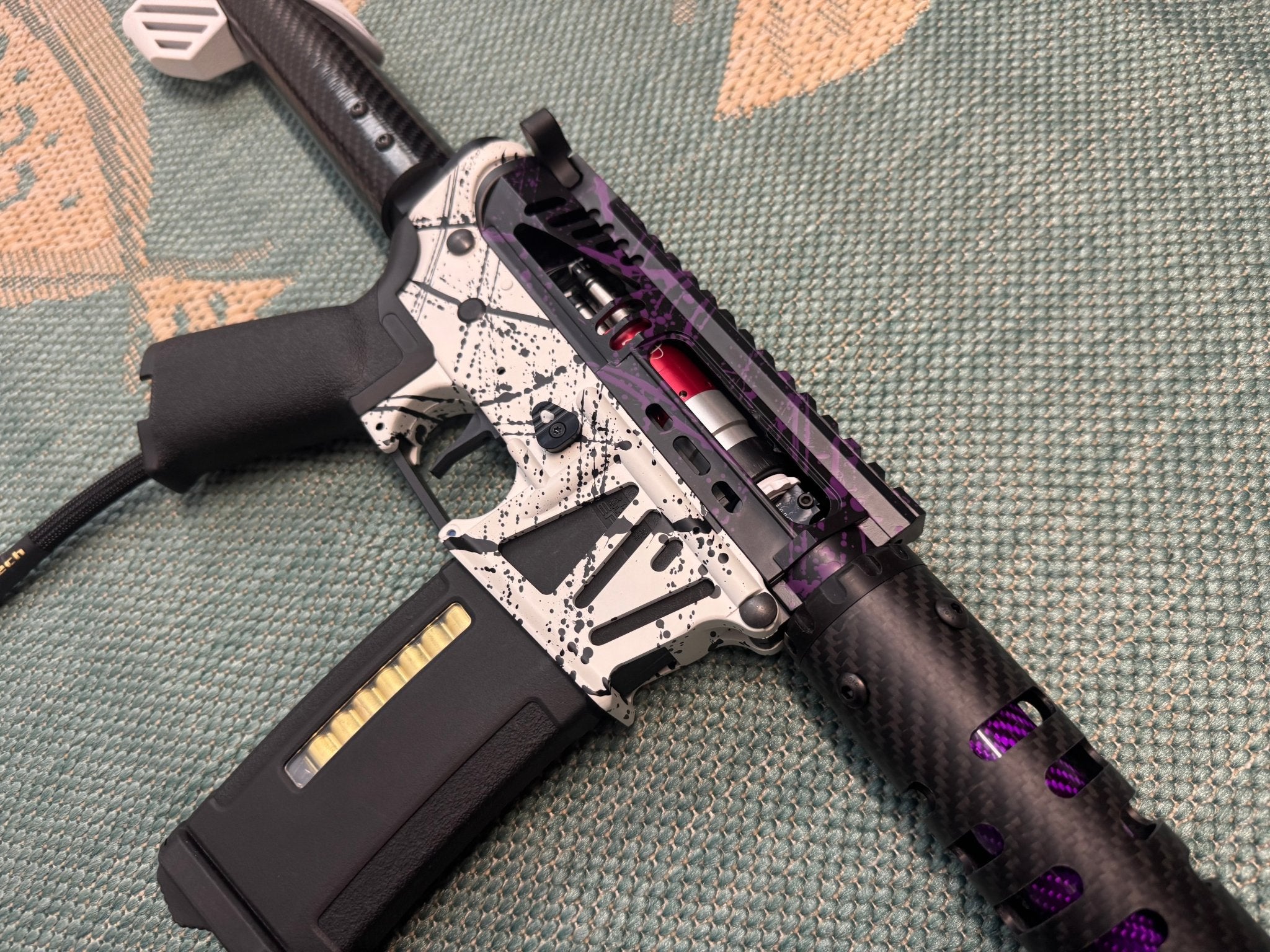 KA Tech MAC Polarstars F2 AR8 HPA M4 Carbon Type 4 Skeletonized Cerakote Splatter - KA Tech Airsoft - Polarstar F2
