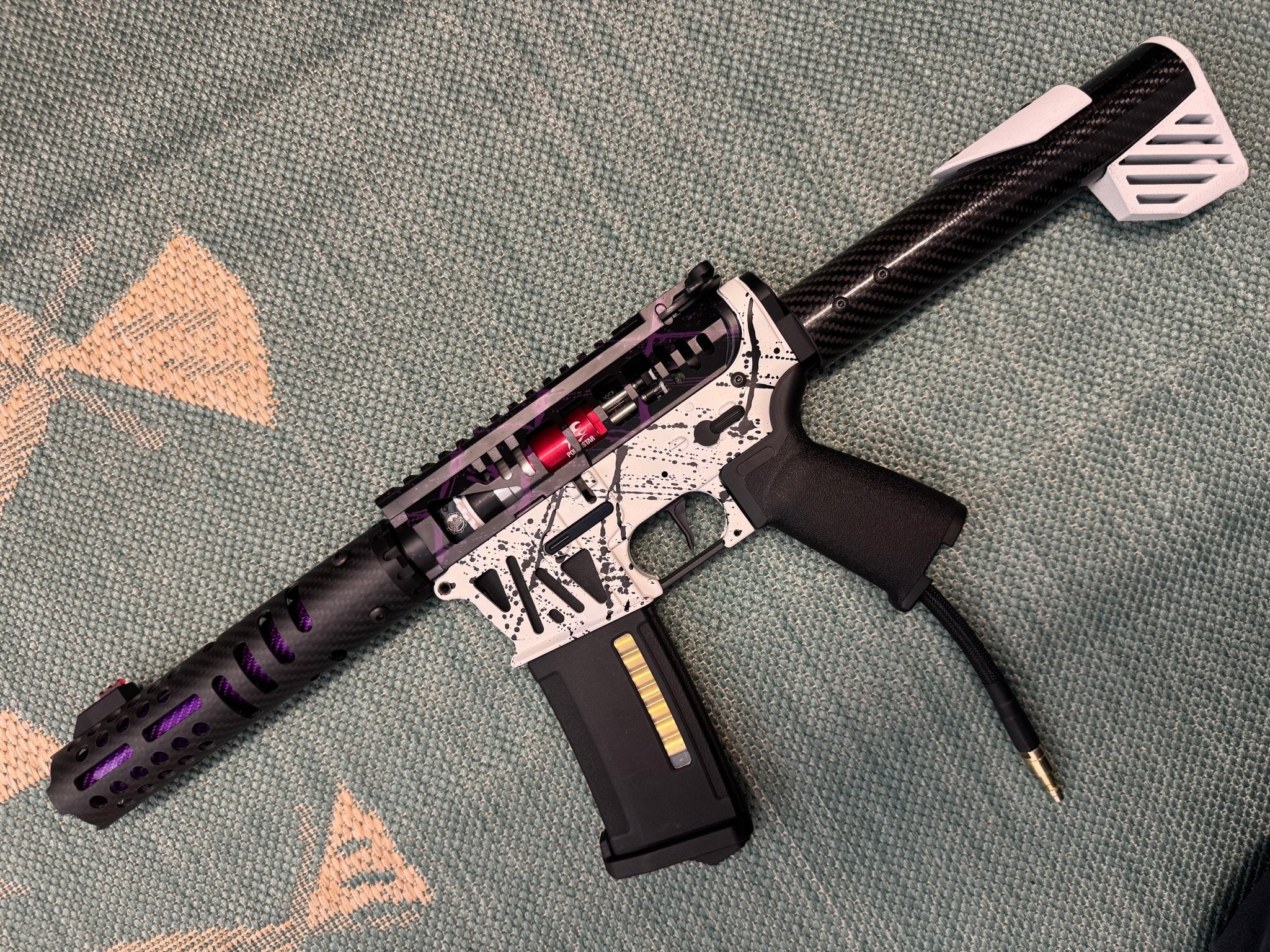 KA Tech MAC Polarstars F2 AR8 HPA M4 Carbon Type 4 Skeletonized Cerakote Splatter - KA Tech Airsoft - Polarstar F2