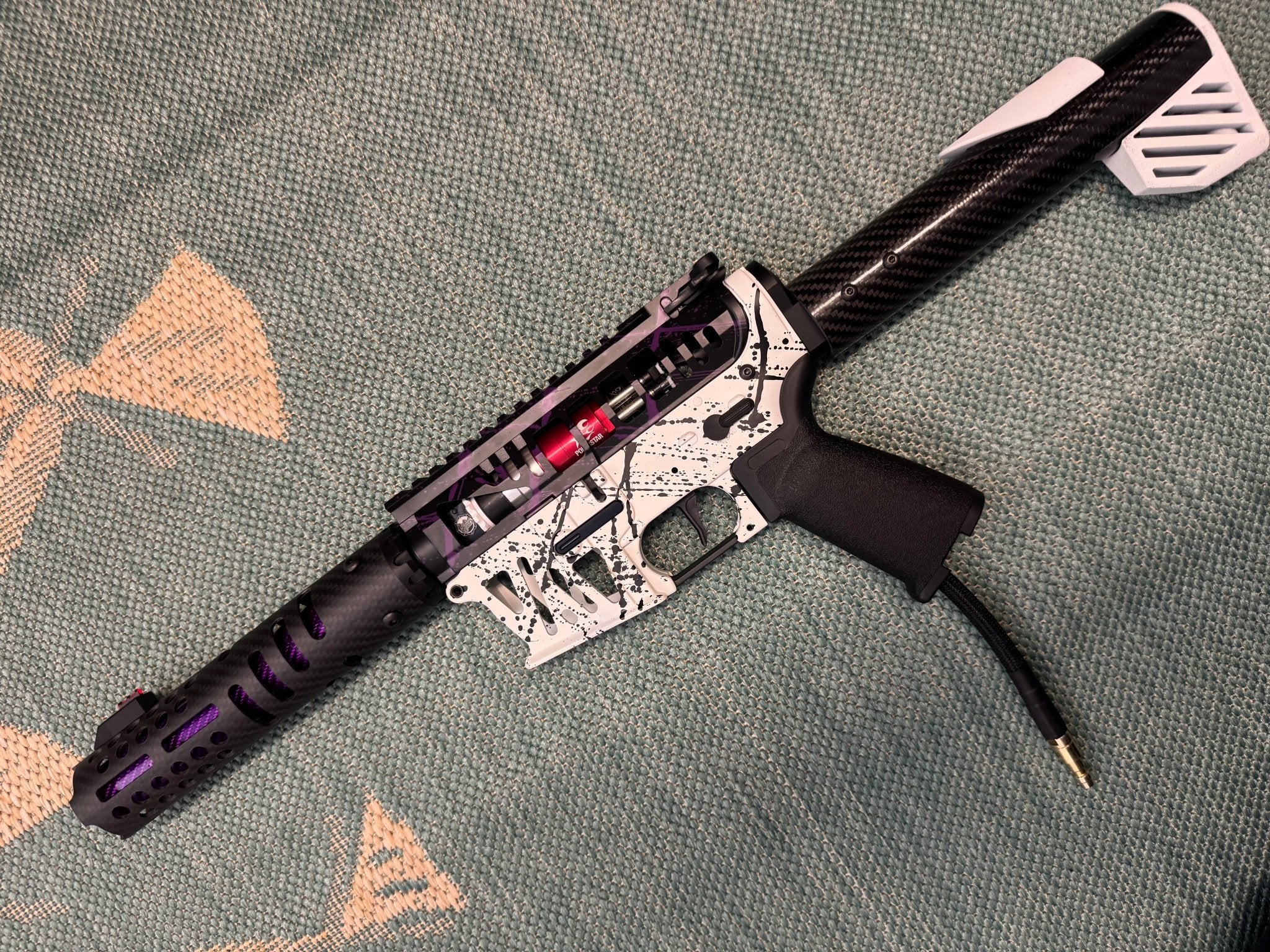 KA Tech MAC Polarstars F2 AR8 HPA M4 Carbon Type 4 Skeletonized Cerakote Splatter - KA Tech Airsoft - Polarstar F2