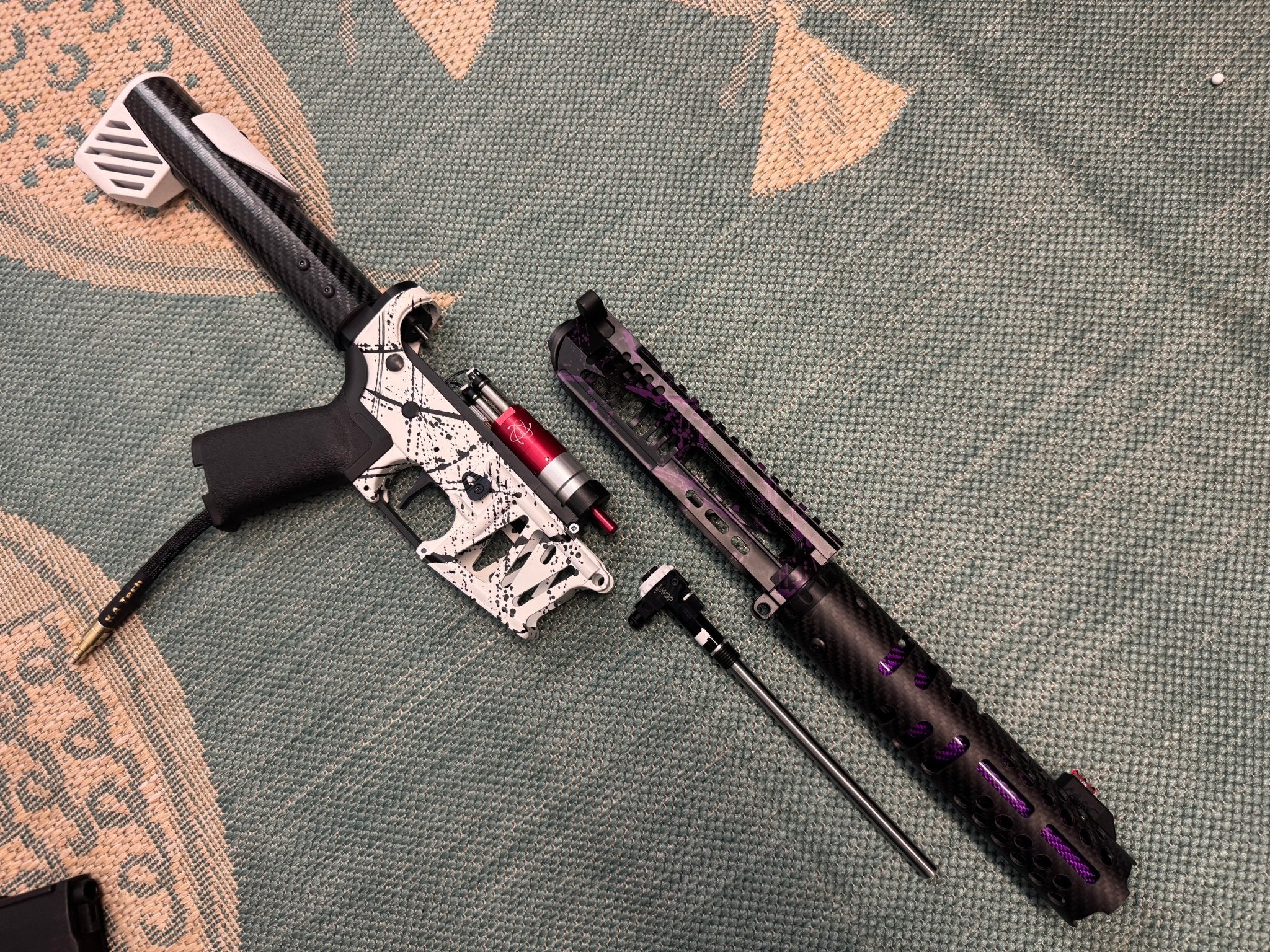 KA Tech MAC Polarstars F2 AR8 HPA M4 Carbon Type 4 Skeletonized Cerakote Splatter - KA Tech Airsoft - Polarstar F2