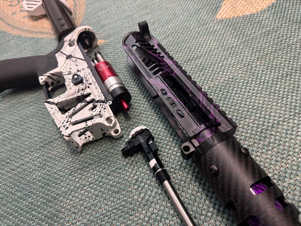 KA Tech MAC Polarstars F2 AR8 HPA M4 Carbon Type 4 Skeletonized Cerakote Splatter - KA Tech Airsoft - Polarstar F2