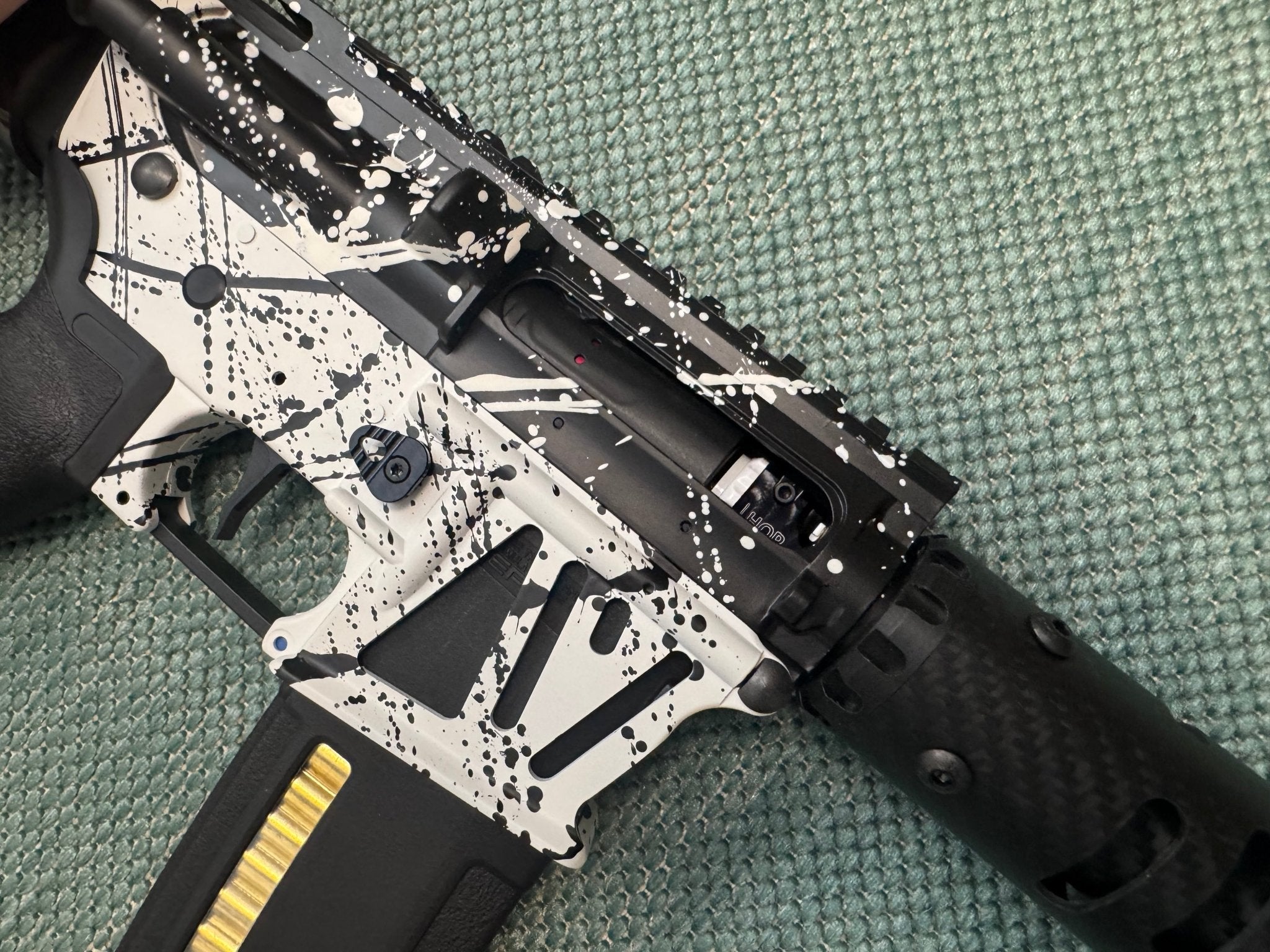 KA Tech MAC Polarstars F2 AR8 HPA M4 Carbon Type 4 Skeletonized Cerakote Splatter - KA Tech Airsoft - Polarstar F2