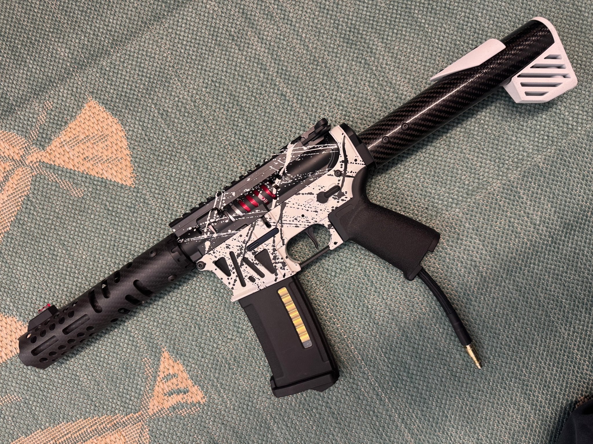 KA Tech MAC Polarstars F2 AR8 HPA M4 Carbon Type 4 Skeletonized Cerakote Splatter - KA Tech Airsoft - Polarstar F2