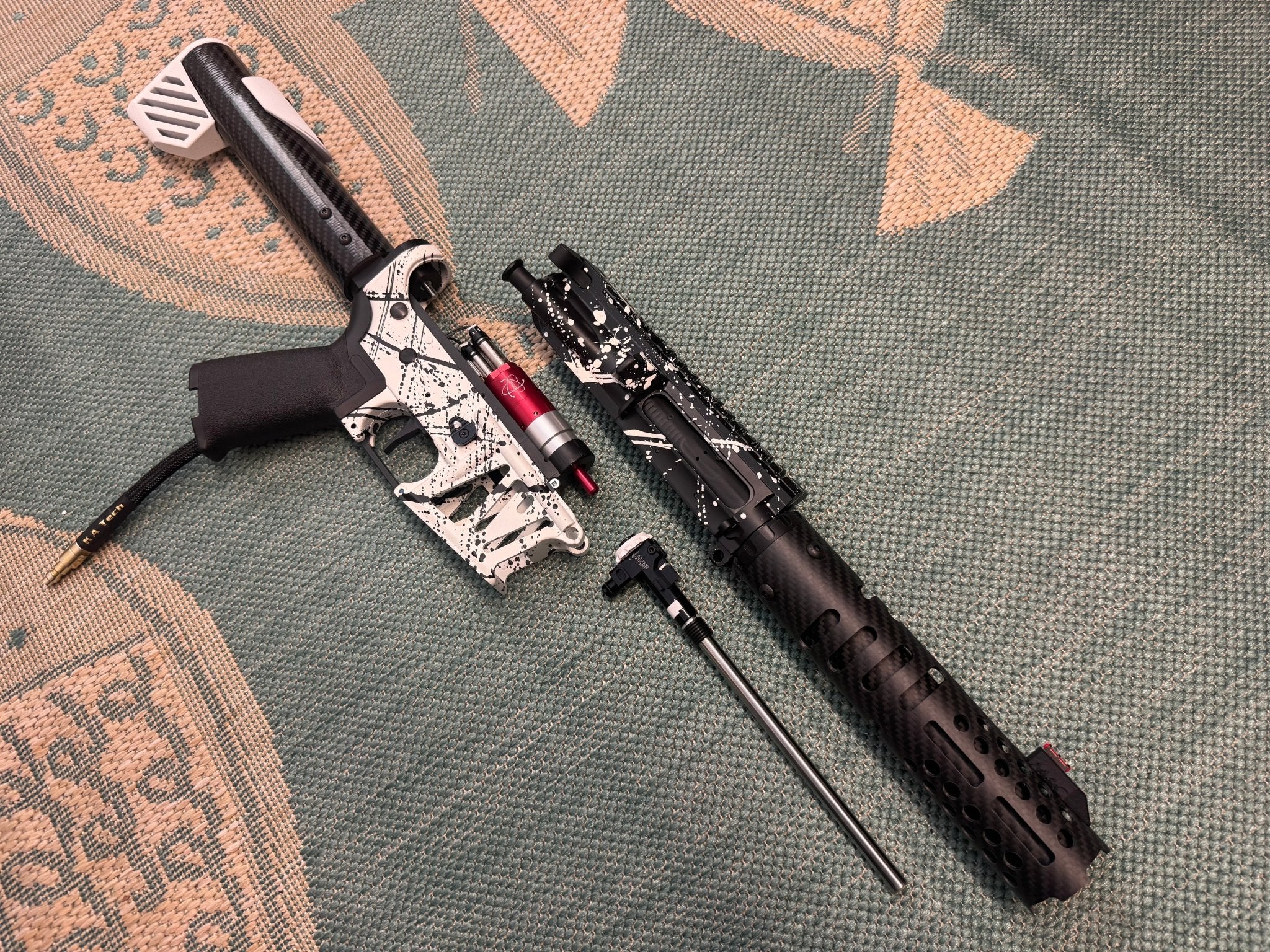 KA Tech MAC Polarstars F2 AR8 HPA M4 Carbon Type 4 Skeletonized Cerakote Splatter - KA Tech Airsoft - Polarstar F2