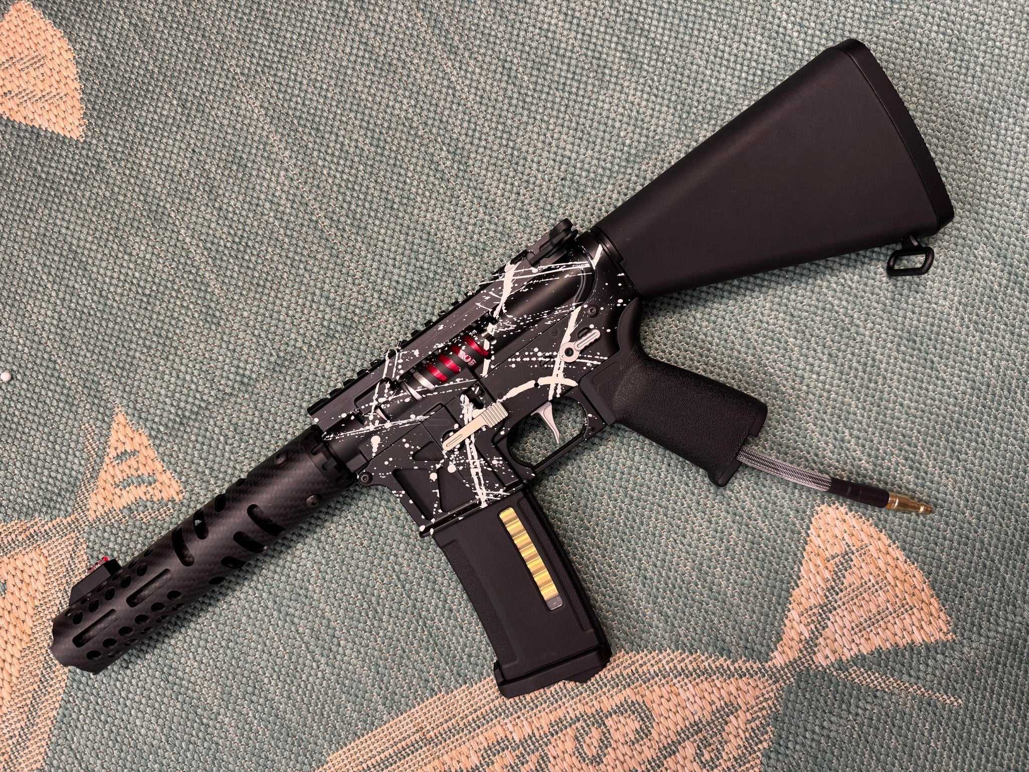 KA Tech MAC Airtac Polarstars F2 AR8 HPA M4 Stuby Type 1 Skeletonized Cerakote Splatter - KA Tech Airsoft - Polarstar F2