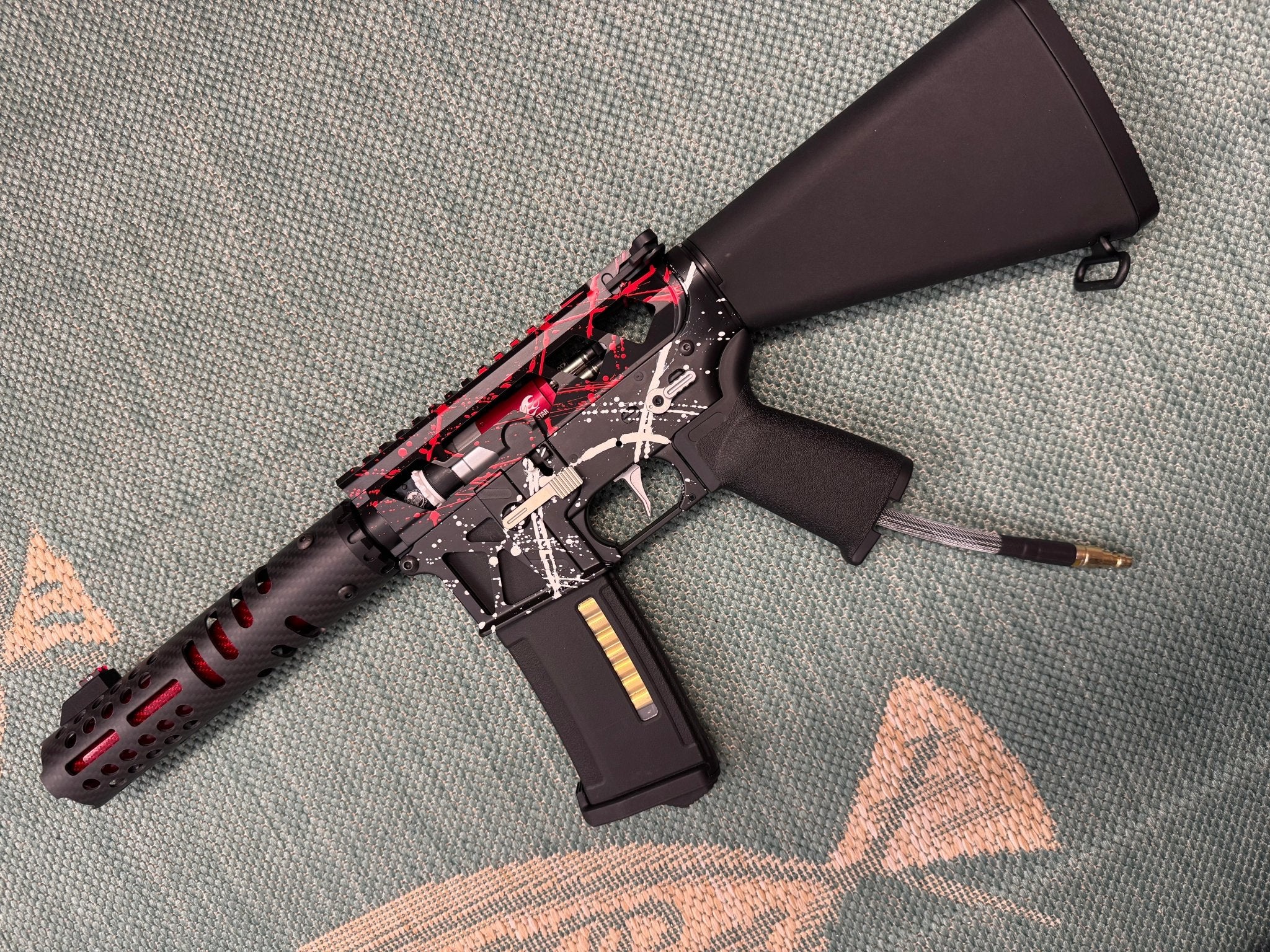 KA Tech MAC Airtac Polarstars F2 AR8 HPA M4 Stuby Type 1 Skeletonized Cerakote Splatter - KA Tech Airsoft - Polarstar F2