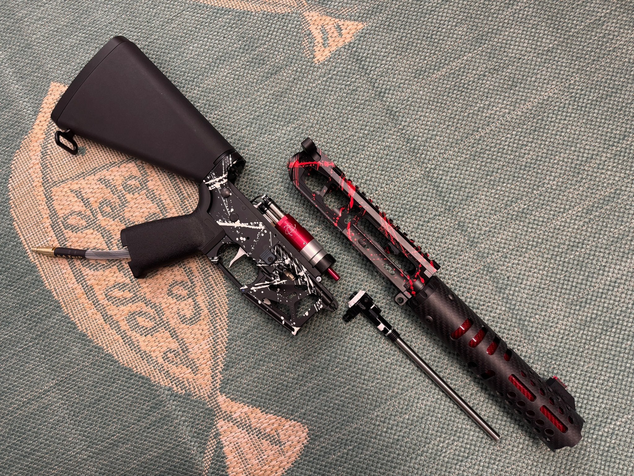 KA Tech MAC Airtac Polarstars F2 AR8 HPA M4 Stuby Type 1 Skeletonized Cerakote Splatter - KA Tech Airsoft - Polarstar F2