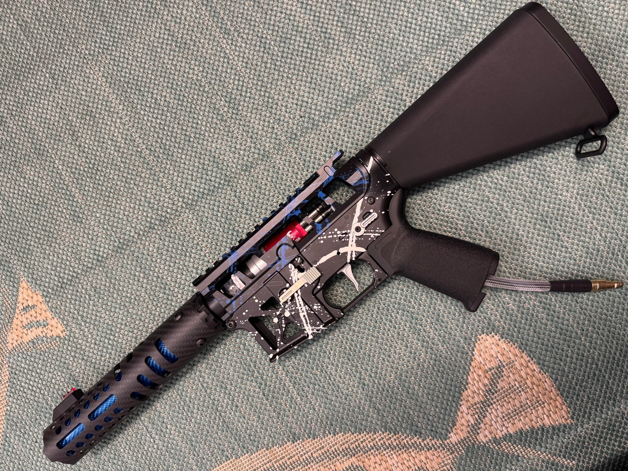 KA Tech MAC Airtac Polarstars F2 AR8 HPA M4 Stuby Type 1 Skeletonized Cerakote Splatter - KA Tech Airsoft - Polarstar F2