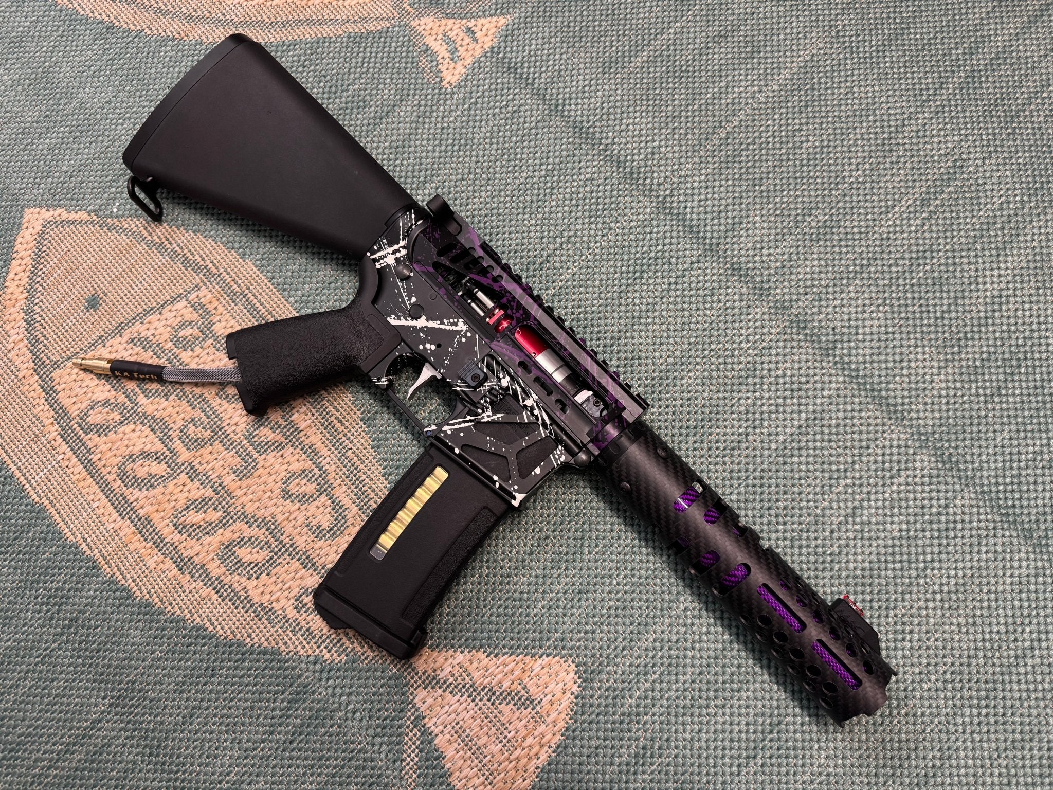 KA Tech MAC Airtac Polarstars F2 AR8 HPA M4 Stuby Type 1 Skeletonized Cerakote Splatter - KA Tech Airsoft - Polarstar F2