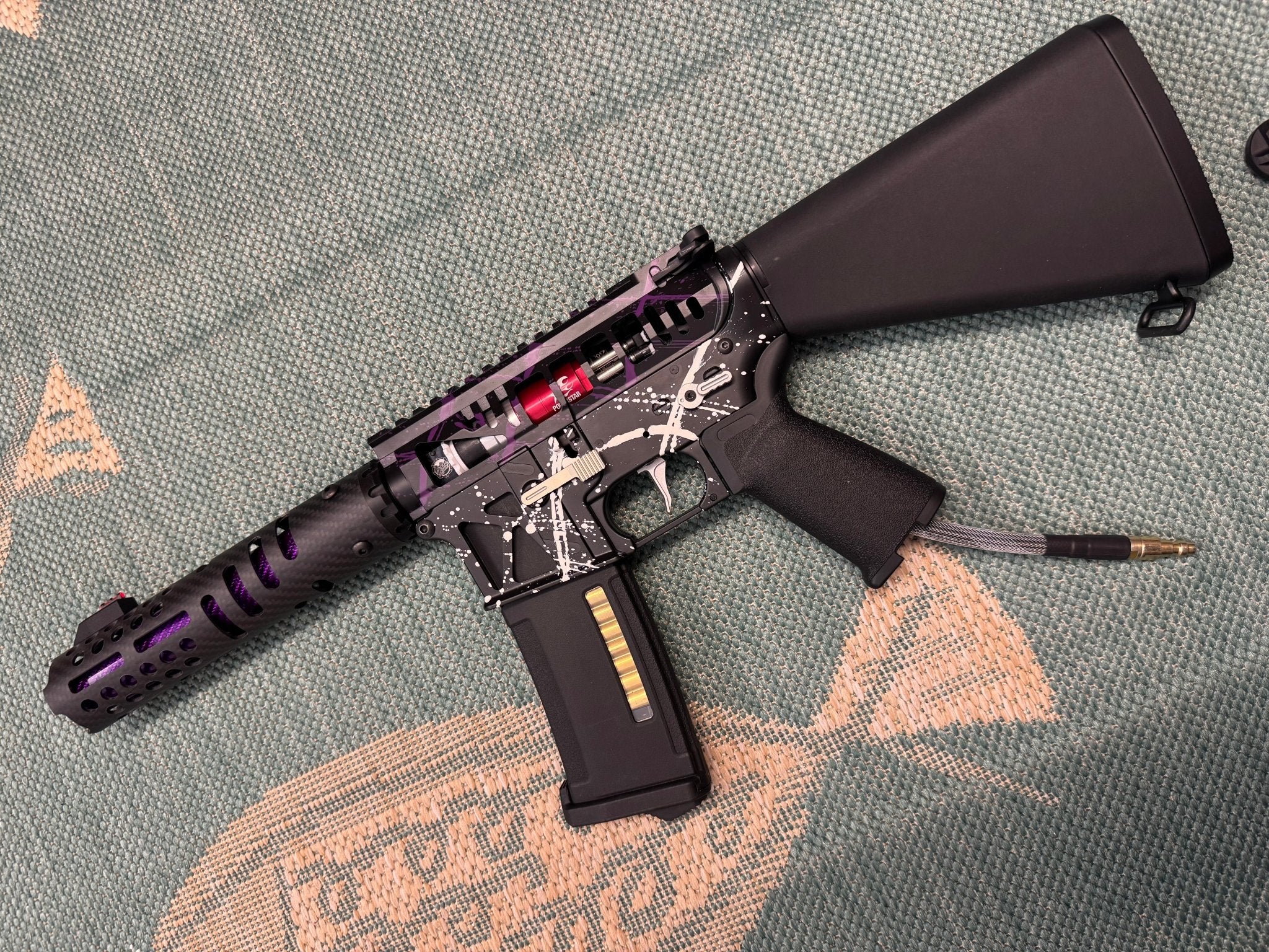 KA Tech MAC Airtac Polarstars F2 AR8 HPA M4 Stuby Type 1 Skeletonized Cerakote Splatter - KA Tech Airsoft - Polarstar F2