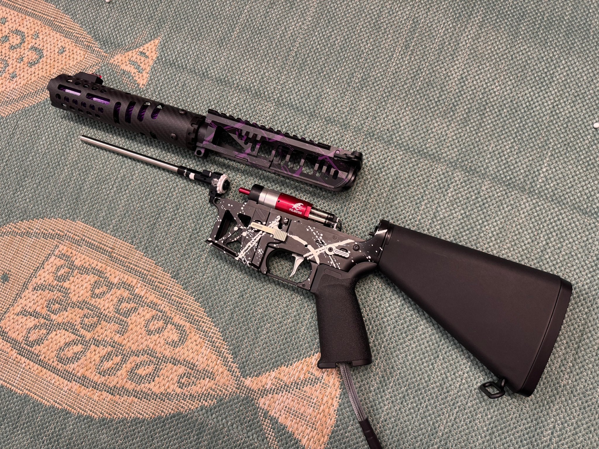 KA Tech MAC Airtac Polarstars F2 AR8 HPA M4 Stuby Type 1 Skeletonized Cerakote Splatter - KA Tech Airsoft - Polarstar F2