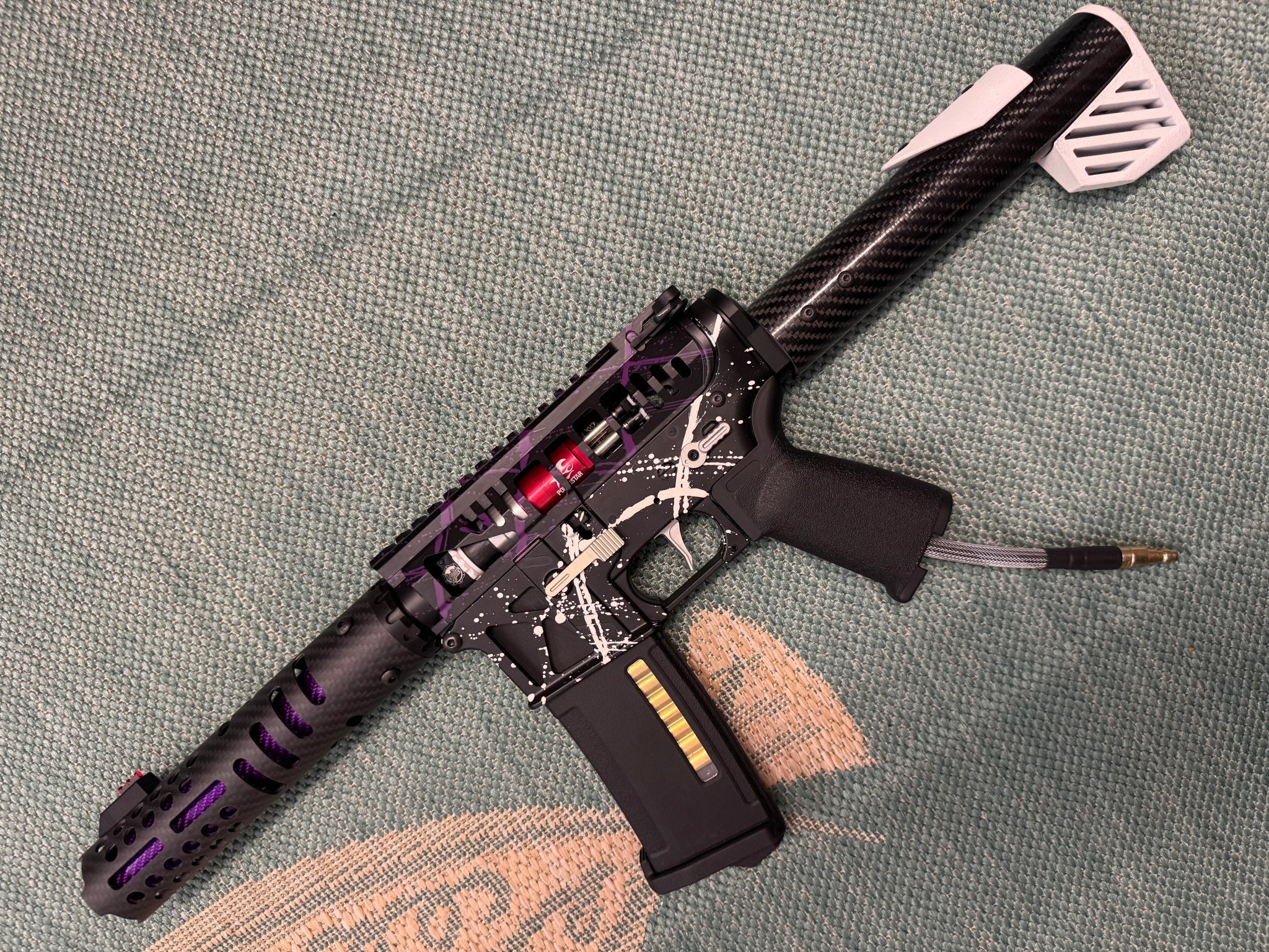 KA Tech MAC Airtac Polarstars F2 AR8 HPA M4 Carbon Type 1 Skeletonized Cerakote Splatter - KA Tech Airsoft - Polarstar F2
