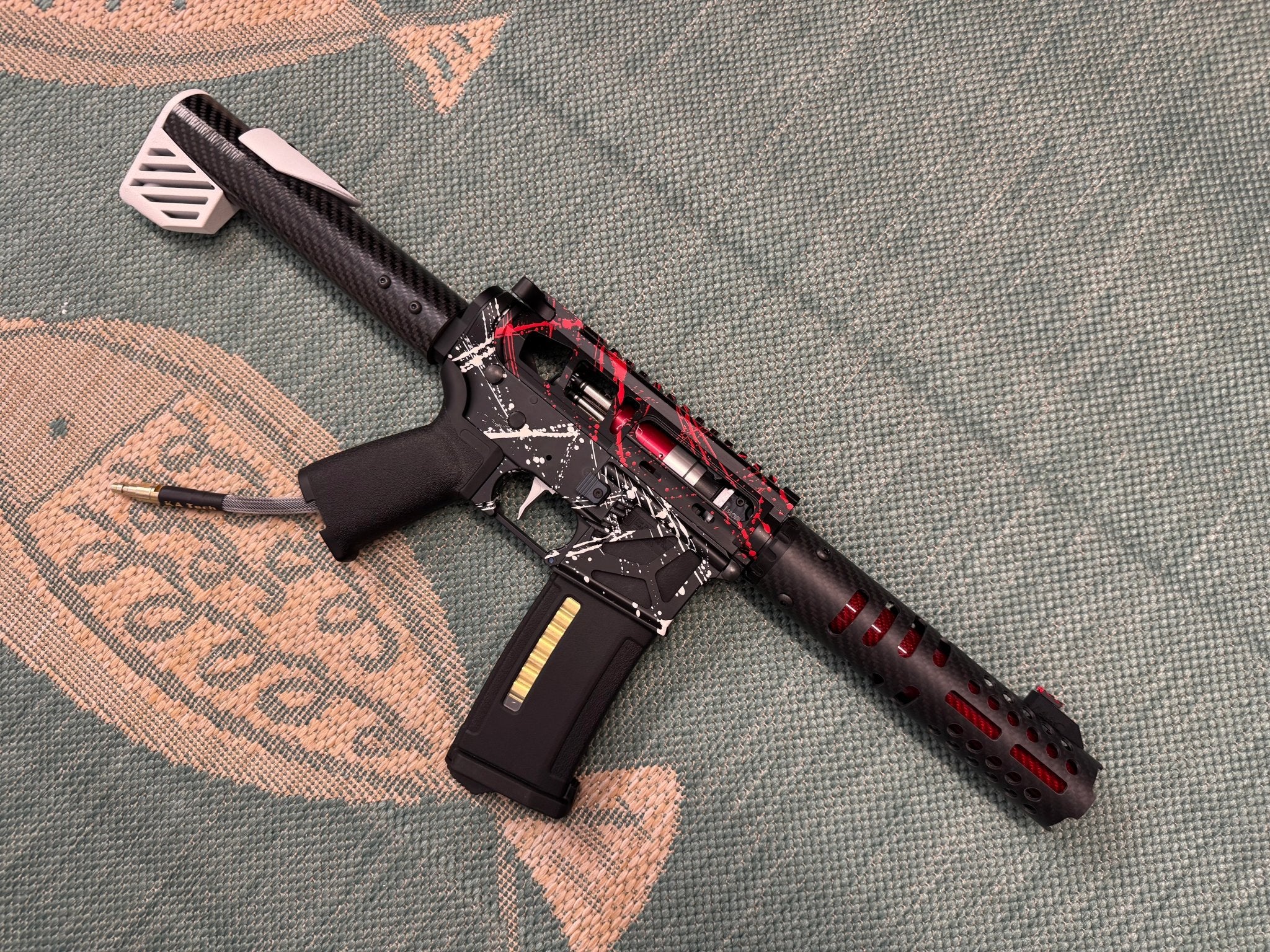 KA Tech MAC Airtac Polarstars F2 AR8 HPA M4 Carbon Type 1 Skeletonized Cerakote Splatter - KA Tech Airsoft - Polarstar F2