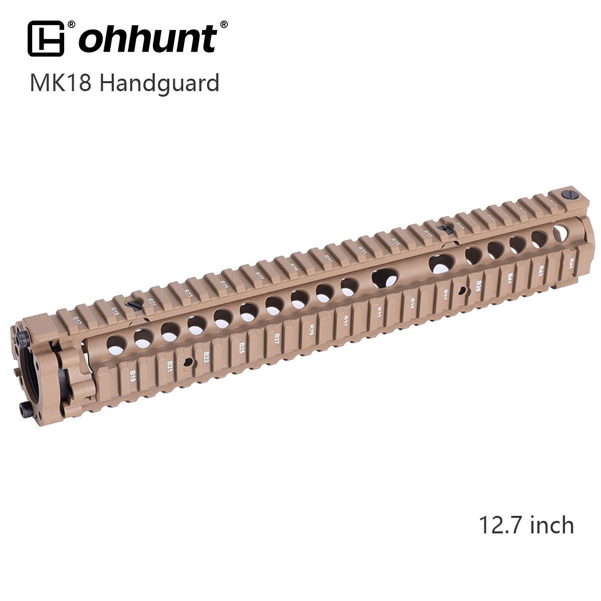 MK18 Handguard Free Float Quad Rail Two - pieces Design AR15 - Black, Coyote Tan, Desert Tan Color - KA Tech Airsoft - Handguard