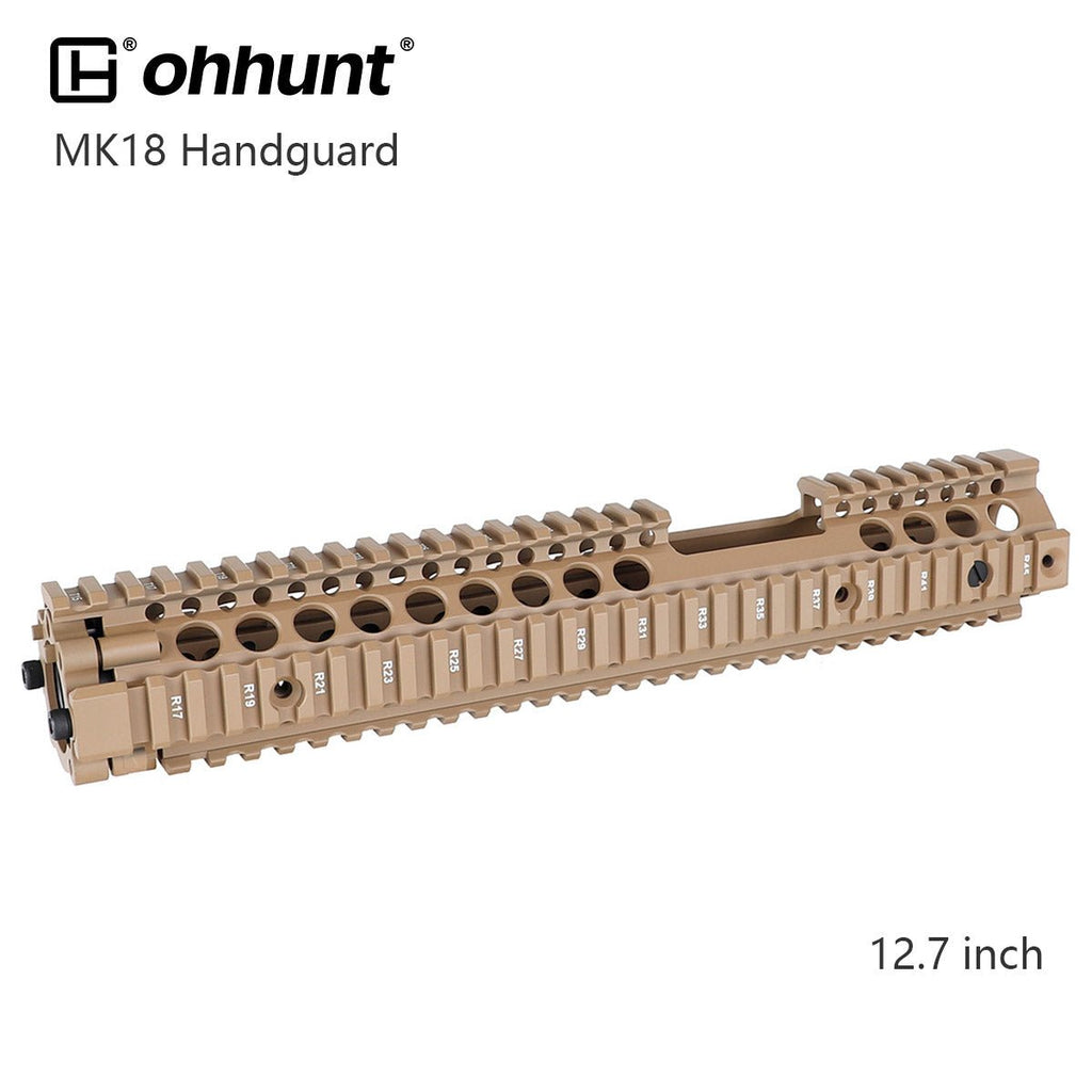 MK18 Handguard Free Float Quad Rail Two - pieces Design AR15 - Black, Coyote Tan, Desert Tan Color - KA Tech Airsoft - Handguard