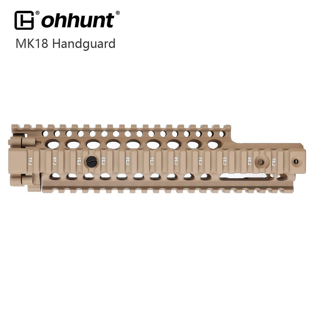 MK18 Handguard Free Float Quad Rail Two - pieces Design AR15 - Black, Coyote Tan, Desert Tan Color - KA Tech Airsoft - Handguard