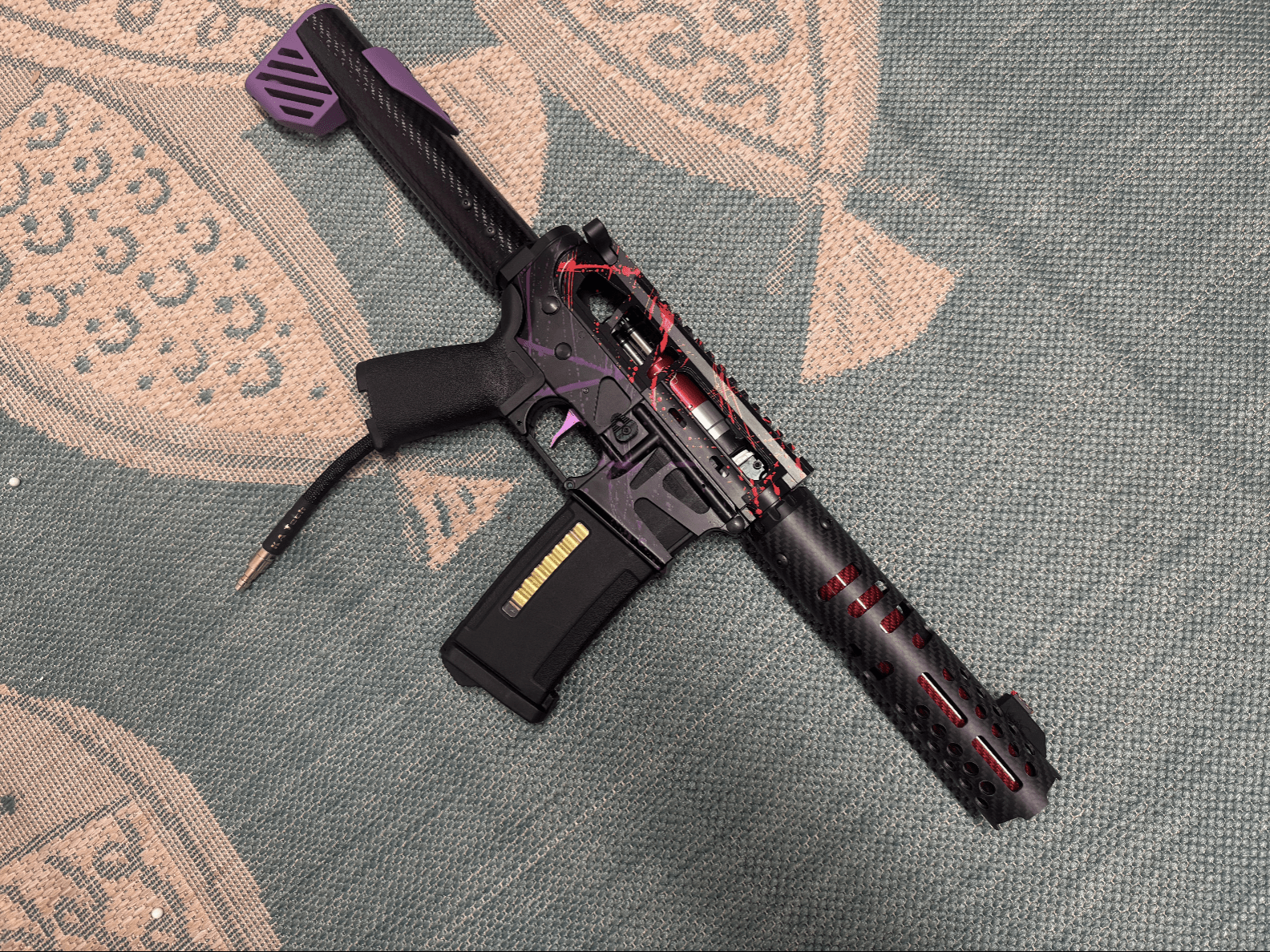 KA Tech MAC Polarstars F2 AR8 HPA M4 Carbon Type 5 Skeletonized Cerakote Splatter - KA Tech Airsoft - Polarstar F2