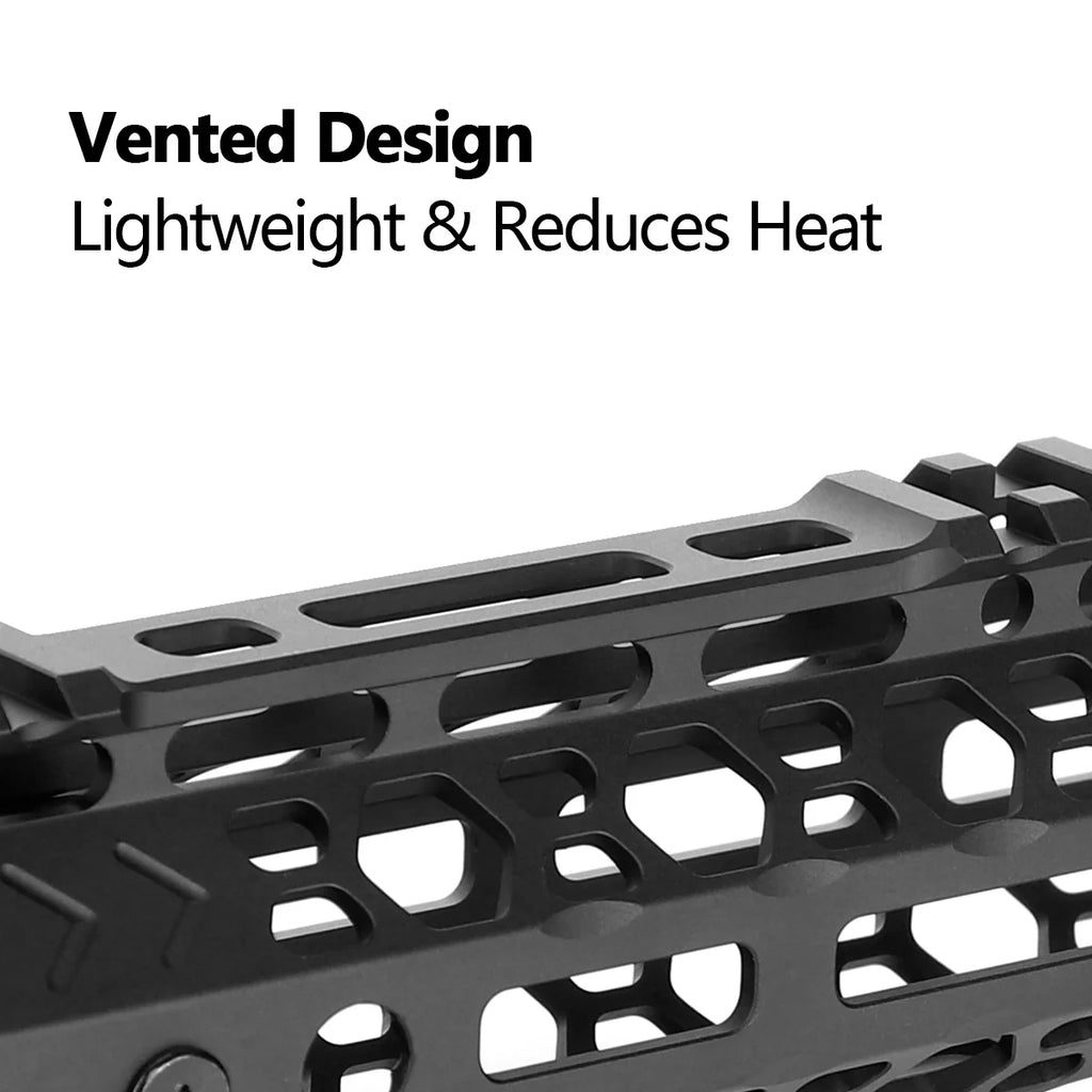 AR15 Honeycomb lightweight M - lok Free Floating Handguard with Steel Barrel Nut 7" 9" 10" 12" 13.5" 15" - KA Tech Airsoft - rail