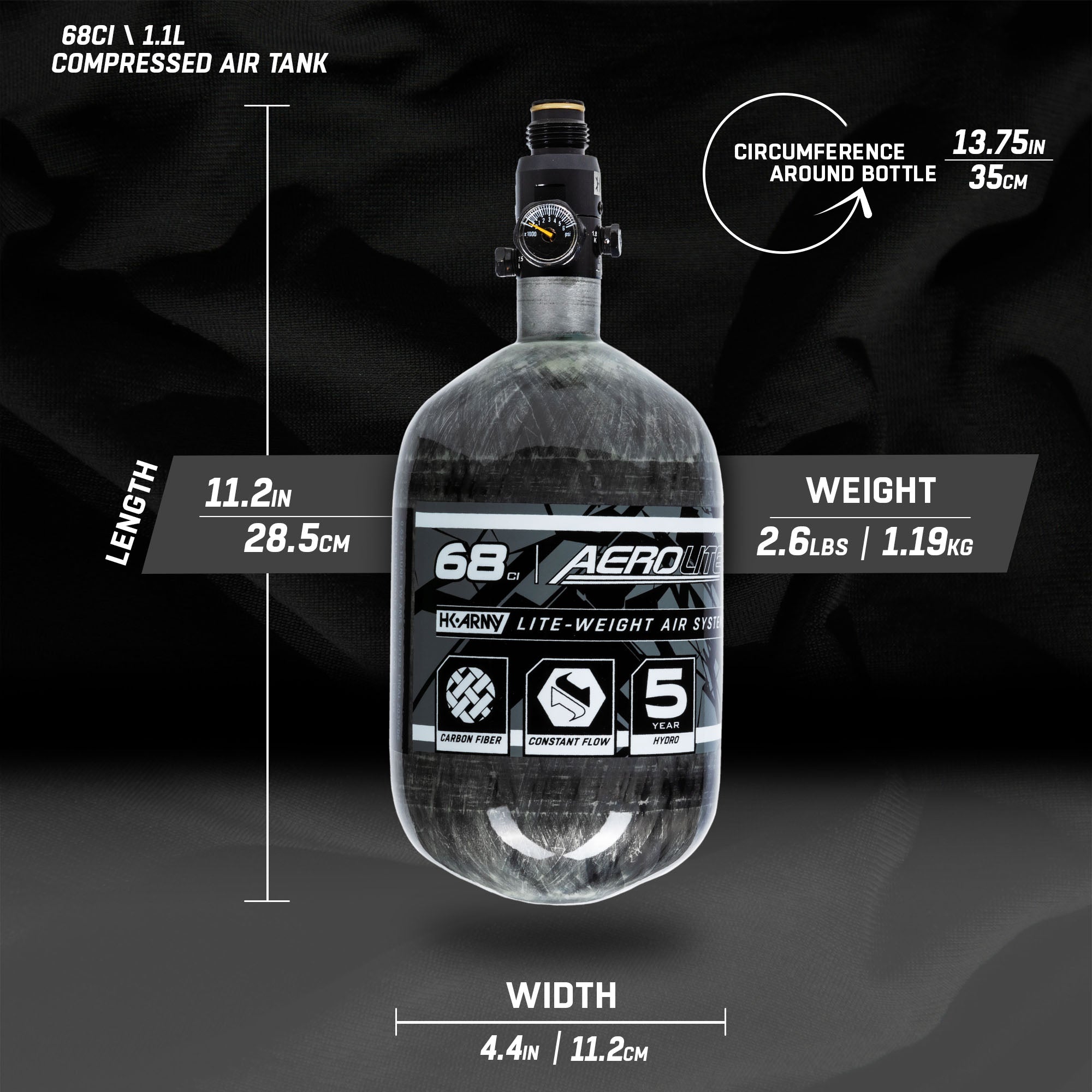AeroLite Carbon Fiber Tank - KA Tech Airsoft - Air Tank