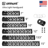 ohhunt® AR15 Honeycomb lightweight M‑LOK Free Floating Handguard with Steel Barrel Nut 7" 9" 10" 12" 13.5" 15" - KA Tech Airsoft - Handguard