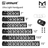 ohhunt® AR15 Honeycomb lightweight M‑LOK Free Floating Handguard with Steel Barrel Nut 7" 9" 10" 12" 13.5" 15" - KA Tech Airsoft - Handguard